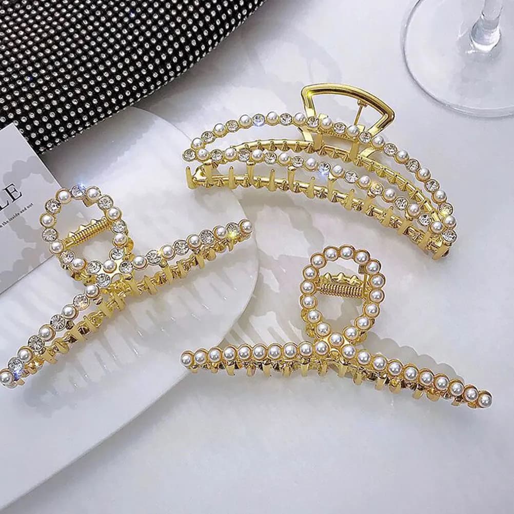3 fermagli per capelli con perle, forma creativa, eleganti, per feste e uso quotidiano, accessori per capelli alla moda, fermagli in lega.