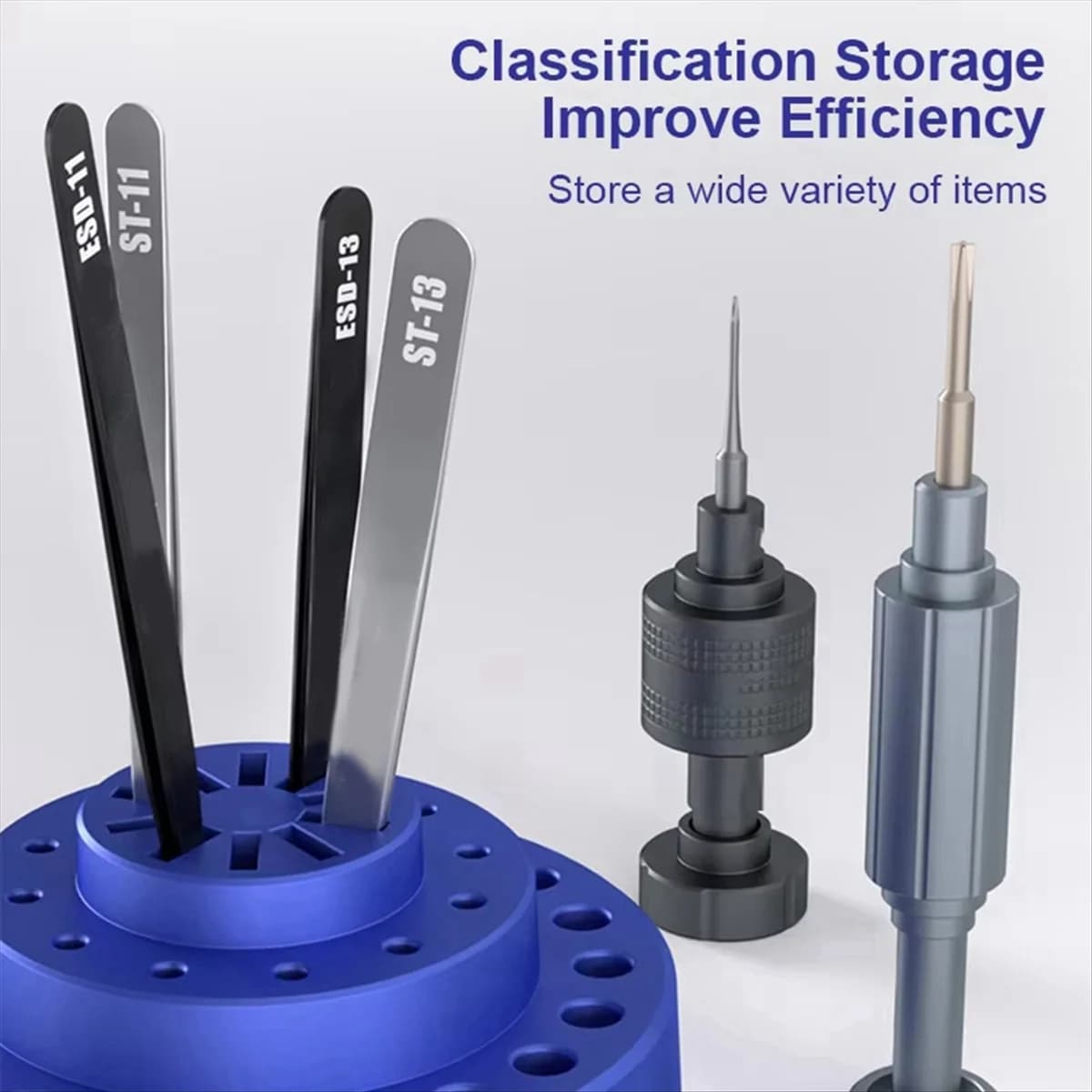AA98 R38 360 ° Strumenti per scatole di immagazzinaggio con slot poroso per rack di stoccaggio per strumenti di riparazione multifunzionali girevoli