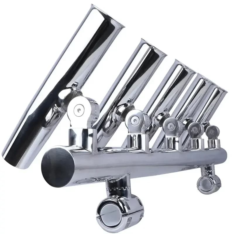 5 Tubes 304 Stainless Steel Fishing Rod Holders Angle Adjustable Console Boat T Top Rocket Launcher Boat Accessories