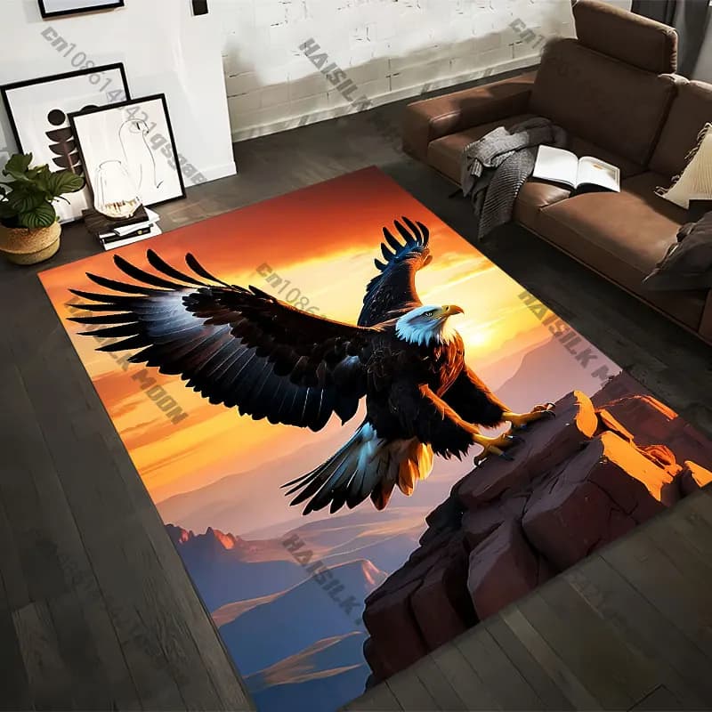 Carpets Printed with Majestic Eagle at Sunset in 21 Measures, Yoga Mats for Adults, Living Room Decoration, Custom Zerbino