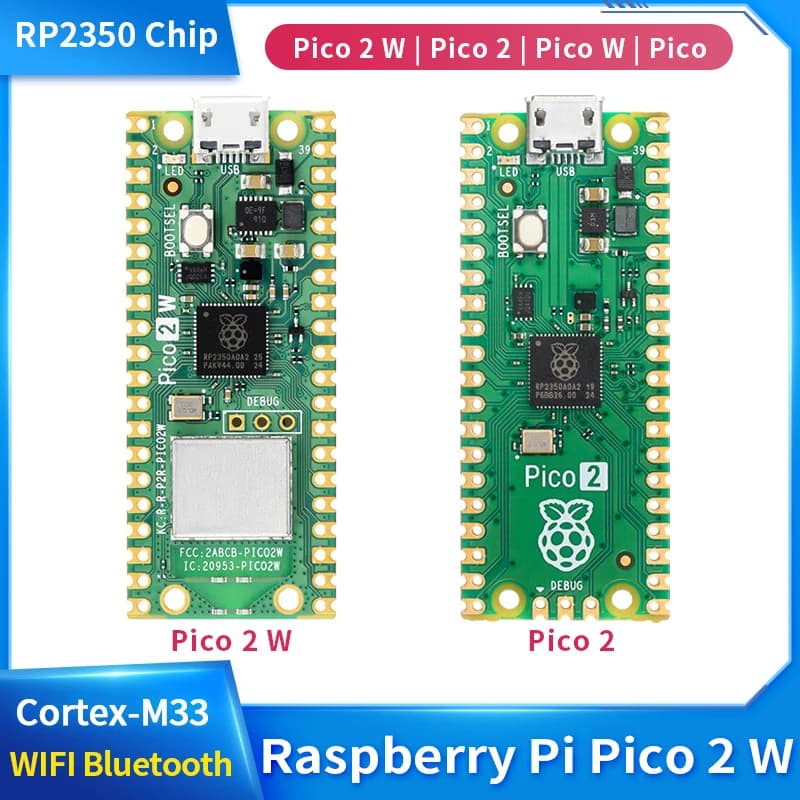 Raspberry Pi Pico 2 W RP2350 Dual-Core Arm Cortex-M33 and Hazard3 RISC-V Support Wi-Fi 4 Bluetooth 5.2