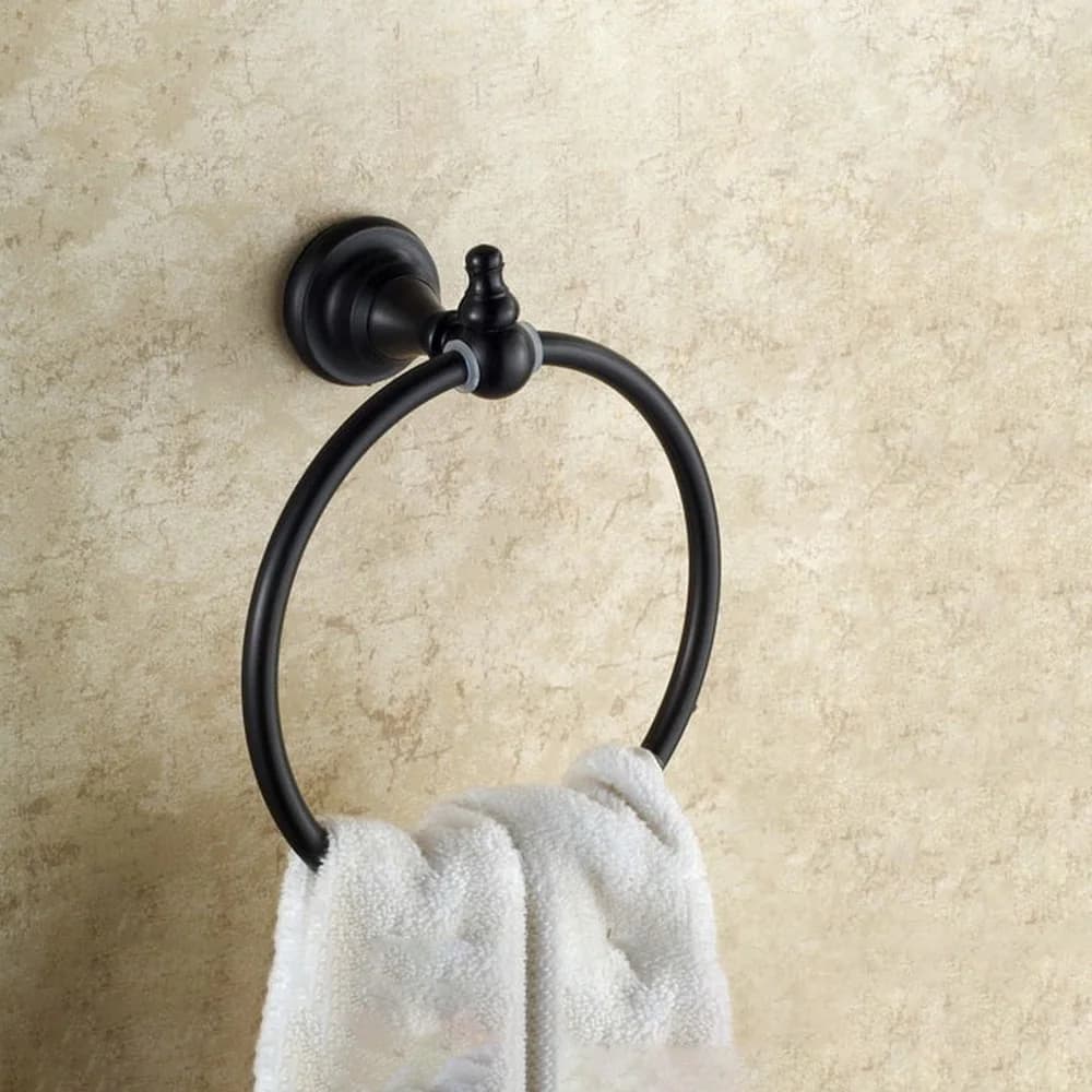Accessorio per il bagno con portasciugamani da bagno con montaggio a parete in ottone lucidato a olio nero aba825
