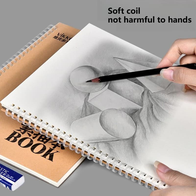 30 Pages 16K Universal Sketchbook Drawing Book Art Student Hand-drawn Book Blank Thickened Coil Loose-leaf Hard Cover Flip Up
