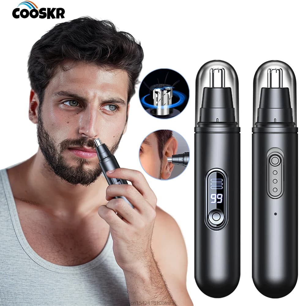 Mini Trimmer per Peli del Naso Ricaricabile, Rasoio Automatico per Naso, Sopracciglia e Orecchie, Tagliacapelli Elettrico Indolore per Uomo