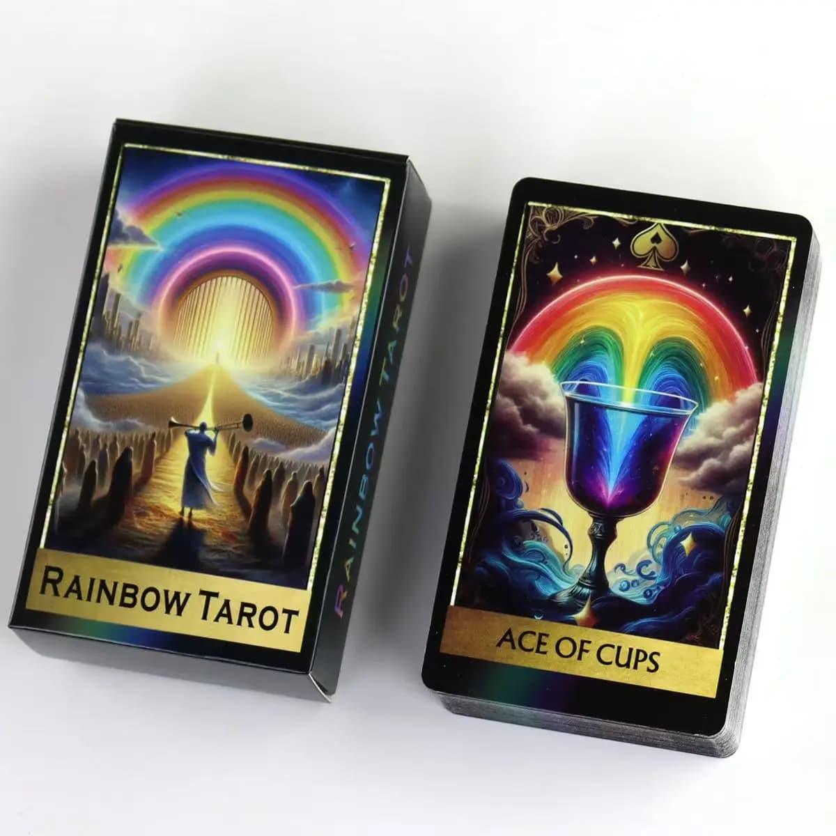 Mazzo di tarocchi arcobaleno 78 Tarocchi colorati Carte oracoli Illustrazione Divinazione Saggezza Carte oracolo Sistema RWS per principianti 10.3 * 6 cm