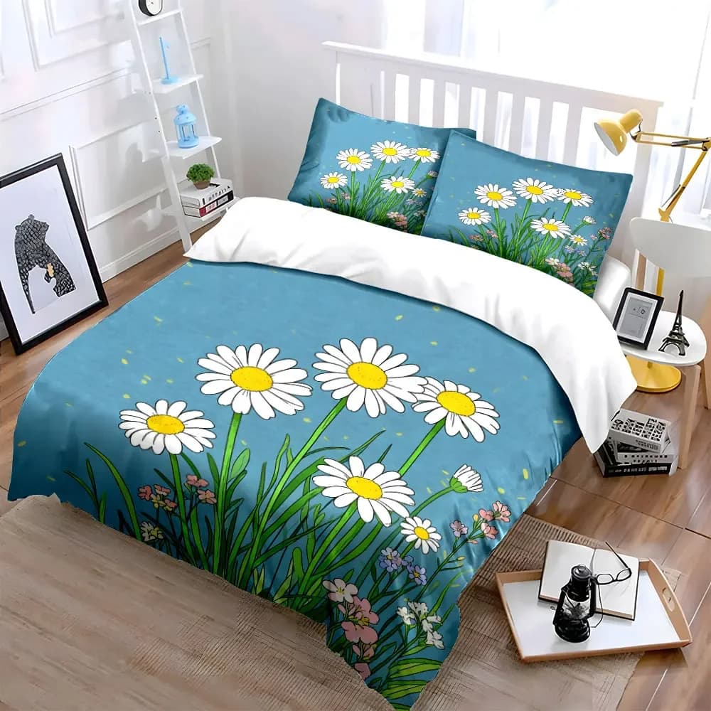 Set Decorativo Floreale per Casa, Morbido e Confortevole Set Copripiumino con 1 Copripiumino e 2 Federe, Regalo