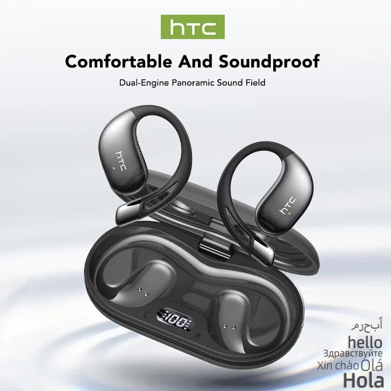 【HTC NE57】 Auricolari Bluetooth V6.0 Auricolari traduttore AI OWS Cuffie wireless sportive Comfort Ganci per le orecchie Lunga durata con microfono
