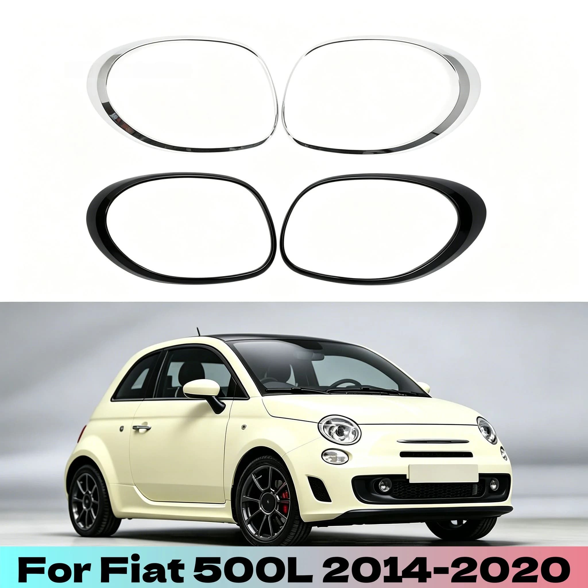 Per Fiat 500L 2014-2020 Coppia Anelli Decorativi per Fari Posteriori Sinistro e Destro 68235995AA 68235996AA