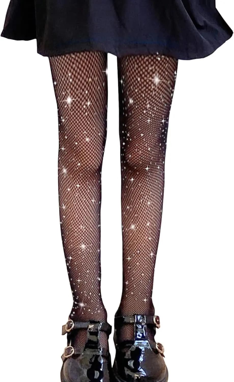 Girls Sparkle Tights Fishnet Rhinestone Stockings for Kids Glitter Shimmer Mesh Pantyhose