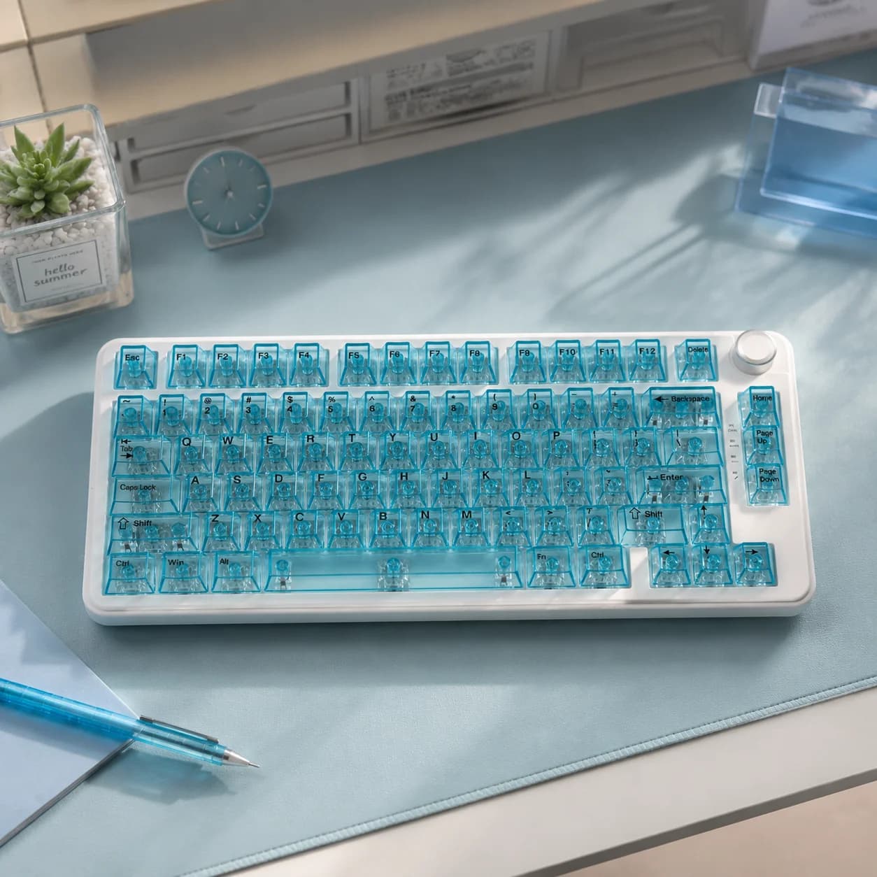 Clear Transparent Keycaps Red Blue White Cherry Profile PC Keycaps for Mechanical Keyboards DIY 60 70 80 90 100 Korean Key Caps