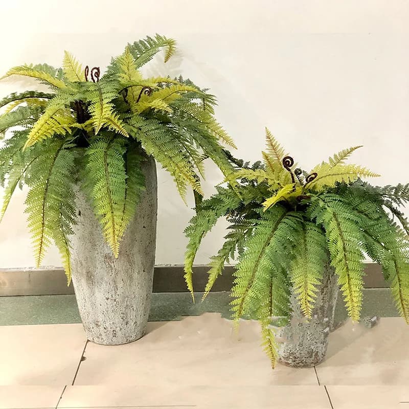 Alberi artificiali piante di felce di Boston finte boccole di felce naturali grappoli di verde resistenti ai raggi UV piante finte boccole per arredamento esterno