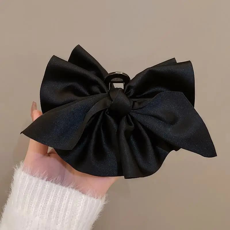 Elegant Black Bow Claw Hair Clip French 1PC Accessories for Vintage Hepburn Look