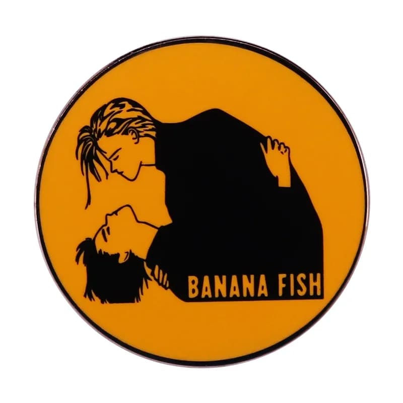Banana Fish Ash Lynx Eiji Okumura in sfondo arancione Spilla Anime Smalto Spille Gioielli con distintivo
