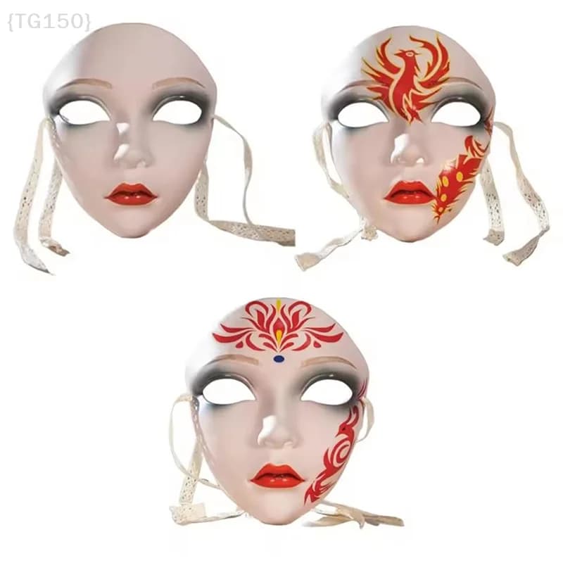 【De】 Bellissimo maschera a pieno facciale dipinta a mano fai-da-te - Stile cinese antico per accessori per feste in costume
