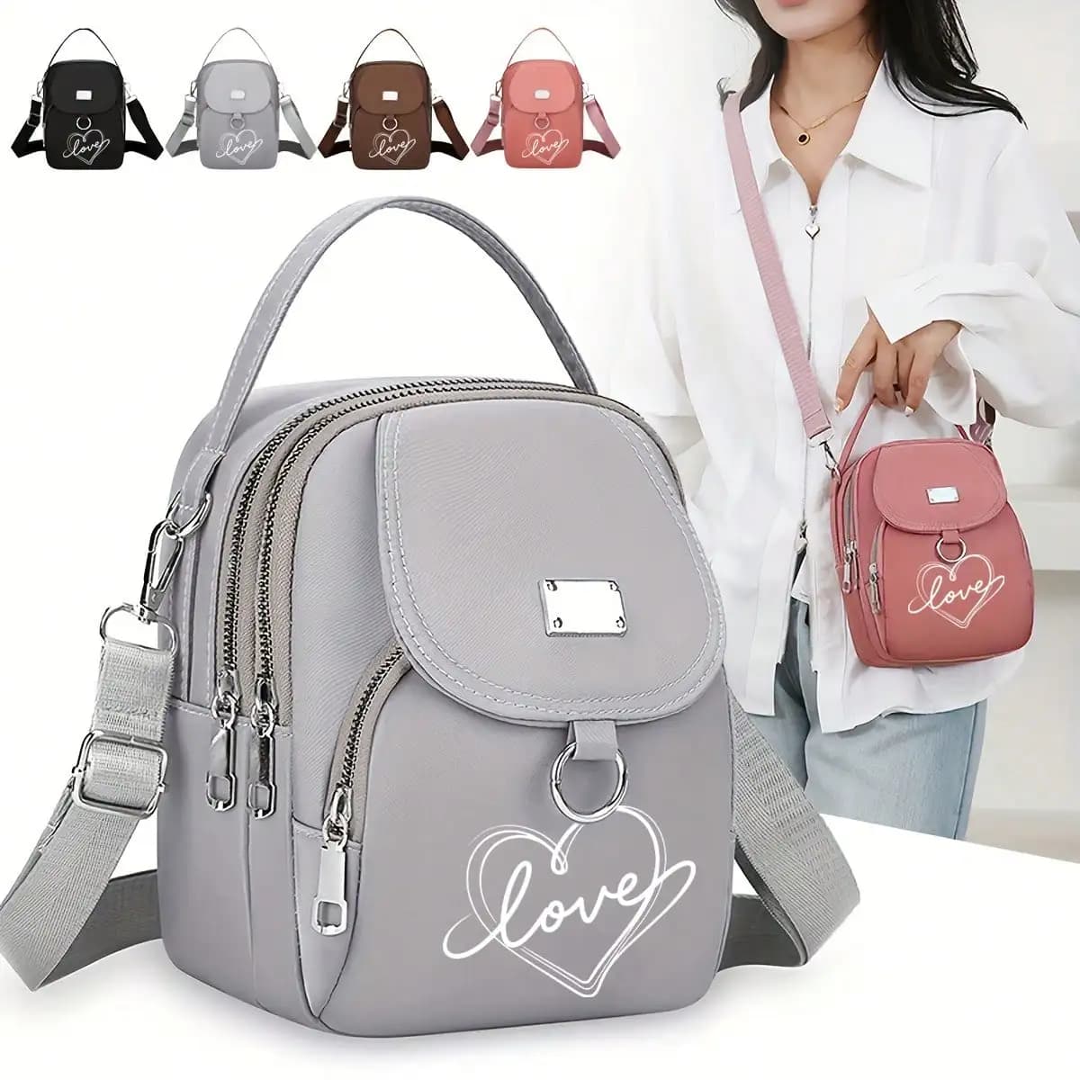 1pc shoulder bag with heart print love mini bag casual shoulder bag good capacity small shoulder bag for girls