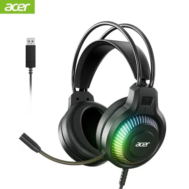 Acer OHW303 gaming headphones with LED microphone Light 7.1 Stereo Virtual Surround Bass Computer gaming head Gamer