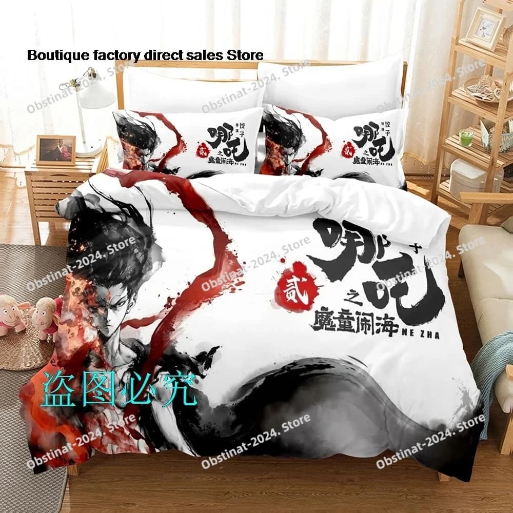 2025 Popolare Anime Nezha 2 Set di biancheria da letto Singolo Doppio Completo Queen King Size Set di copriletto per camera da letto per bambini adulti Anime