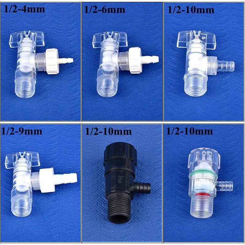 1/2 "filetto maschio a 4/6/9/10mm rubinetto per tubo flessibile PVC plastica trasparente rubinetto per acqua giardino irrigazione acquario serbatoio di pesce valvola dell'aria