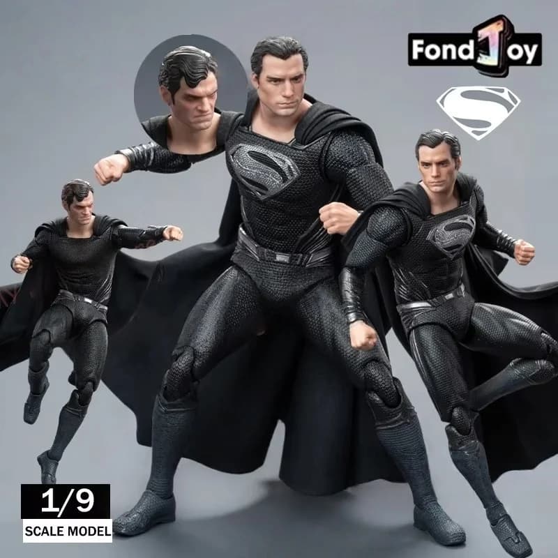 Autentica Action Figure FondJoy di Superman Nero 2.0, Personaggio della Justice League di Zack Snyder, Modellino in PVC di Superman Scala 1/9, Giocattolo per Bambini