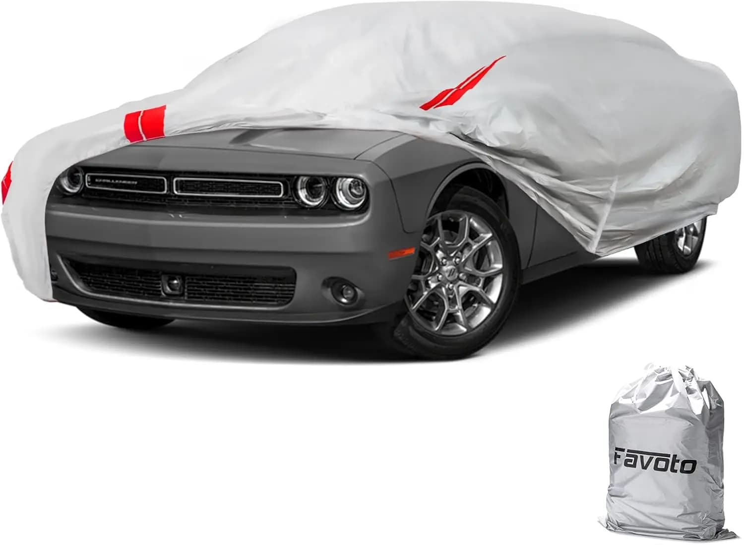 Telo Copriauto Impermeabile per Dodge Challenger (2008-2024) - Protezione per Tutte le Stagioni in Tessuto Oxford con Strisce Riflettenti