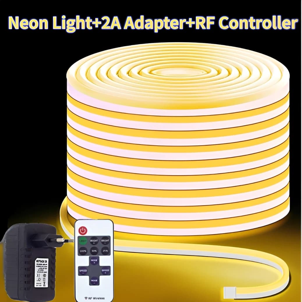 Striscia LED COB Impermeabile 12V, Luce al Neon Flessibile 1-10 Metri, 320 LED ad Alta Densità, Illuminazione Lineare COB LED