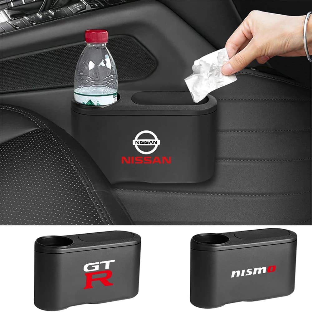 1pc Black ABS Car Hanging Trash Bin Garbage Box For Nissan Qashqai j11 j10 Juke X Trail t32 Tiida Versa Auto Hub Cap Accessories