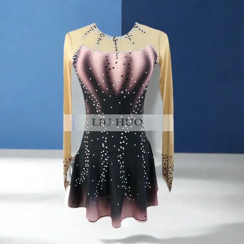 LIUHUO Vestito da Pattinaggio di Figura delle Donne delle Ragazze Prestazioni sul Ghiaccio Gradiente Ginnastica Ritmica Concorso Body Roller Bambini BD289