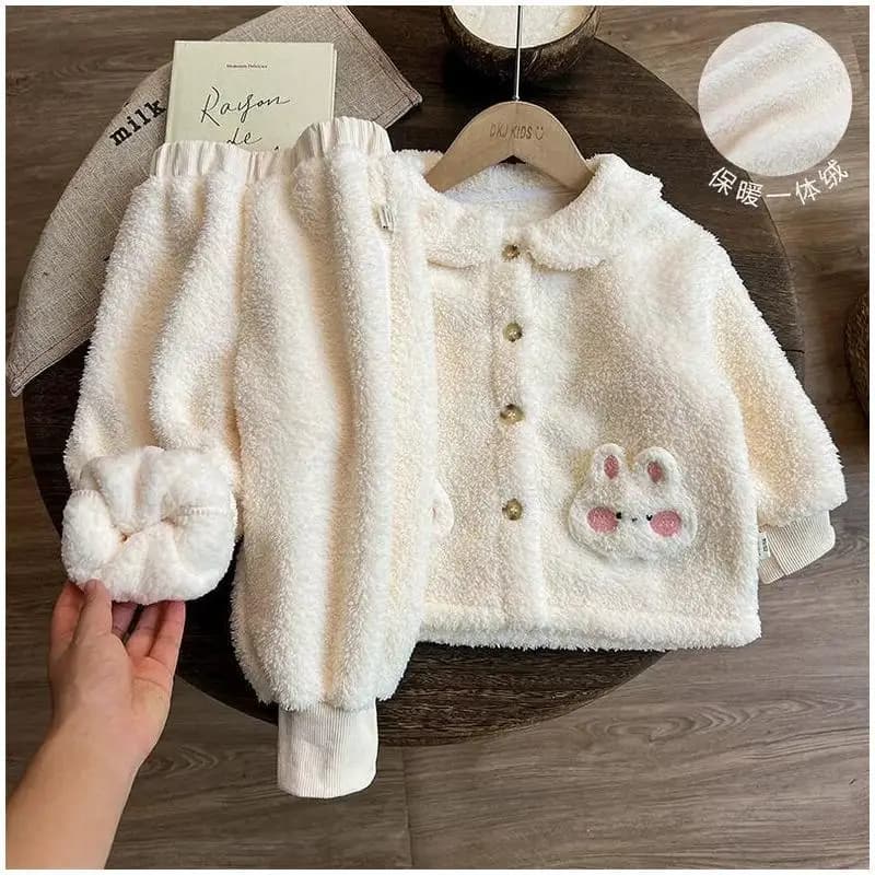 Pigiama WinterComfort in pile corallo per bambine, abbigliamento da casa invernale, nuovo modello 2026, foderato in flanella, stile autunno-inverno
