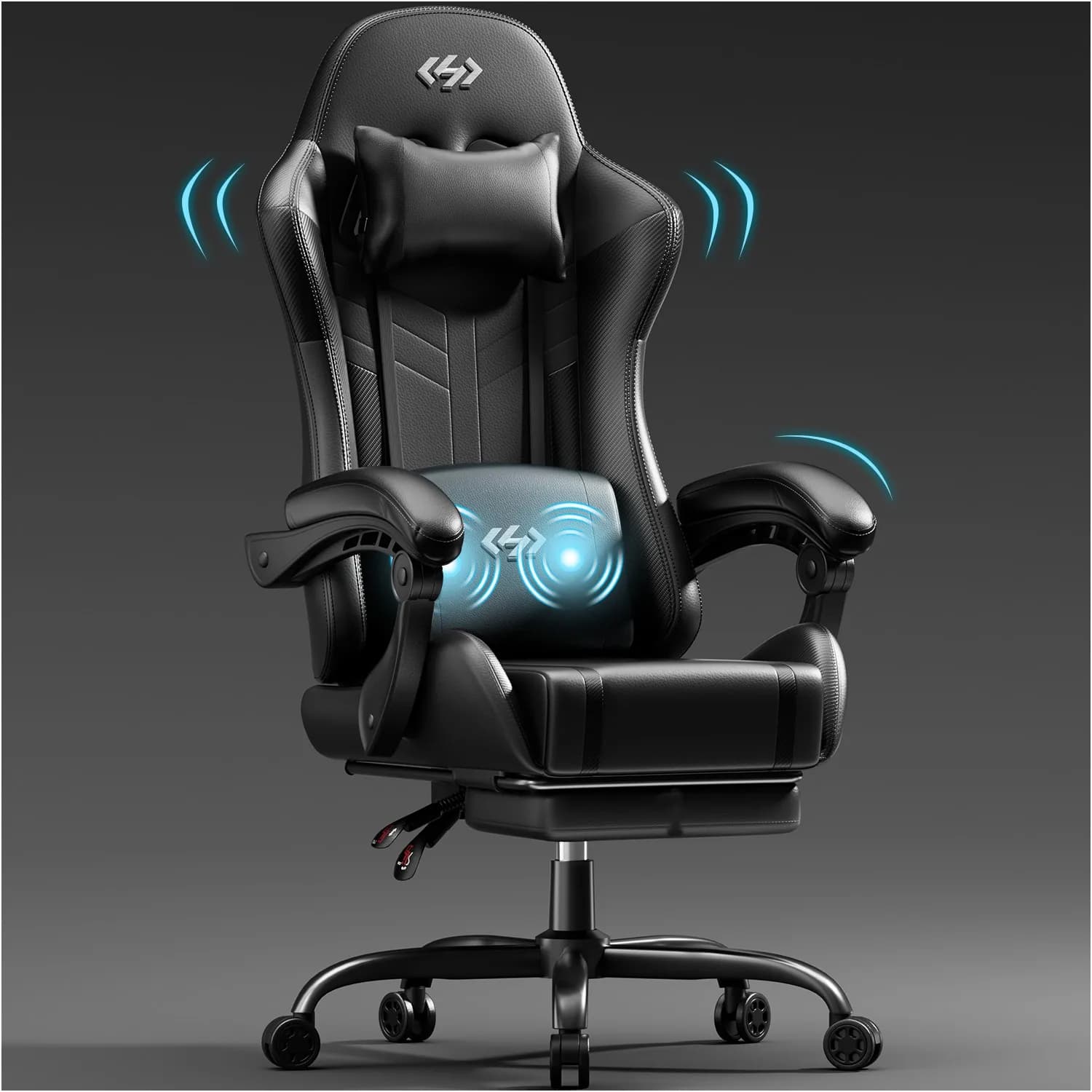 Sedia da Gaming con Massaggio e Poggiapiedi, Sedia da Ufficio con Poggiatesta