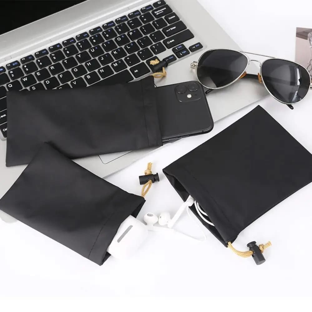 PU Leather Phone Case With Cord Waterproof Power Bank Case Black Dust Cover Cell Phone Case