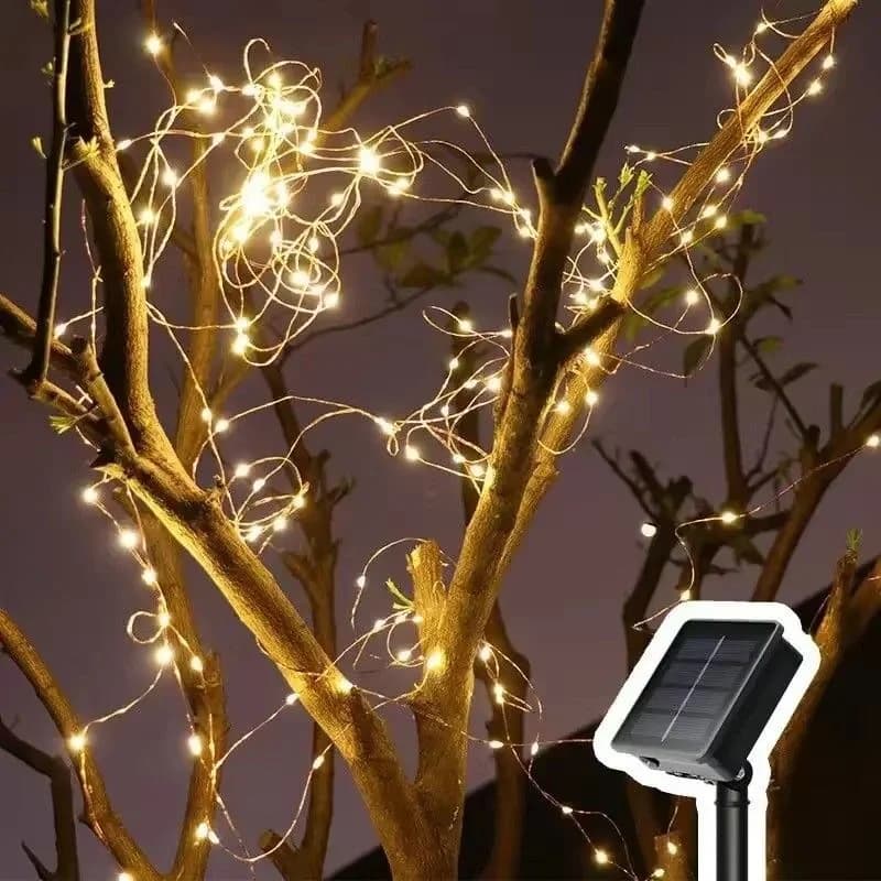 Luci Solari a LED con Filo di Rame, Ghirlanda Luminosa per Decorazioni Esterne, Giardino, Casa, Matrimoni, Feste Estive, Patio