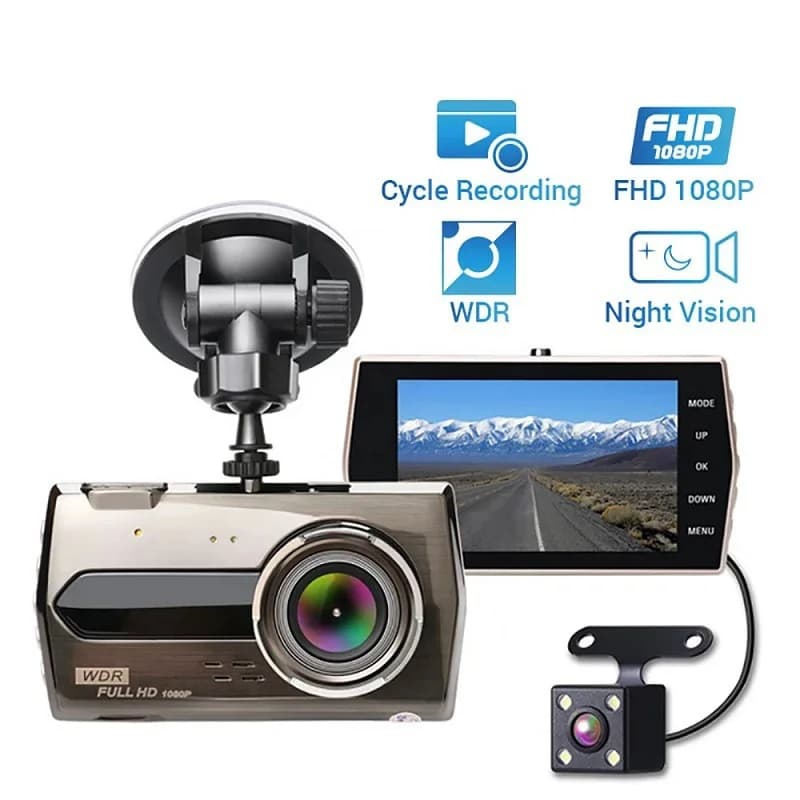 Car DVR 4 lnches Full HD 1080P Dual Lens vista posteriore Dash Cam videocamera per veicoli videoregistratore rilevatore di movimento automatico immagine inversa