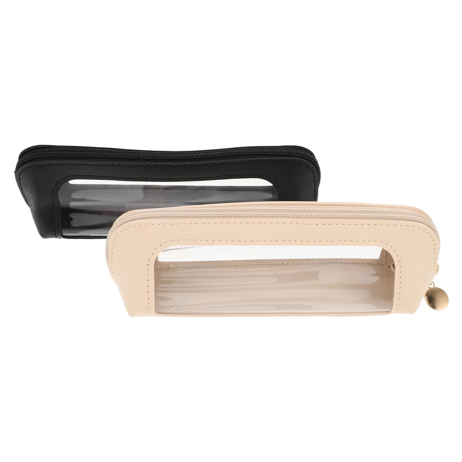 Makeup Brush Travel Case 2 Piece Set Transparent Large Capacity Organizer Pouch for Brushes and Pencils