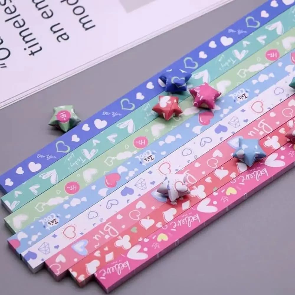 540 DIY Sheets Colorful Star Origami Paper Single Sided Cartoon Star Paper Strip Best Wishes Art Craft Lucky Star Origami