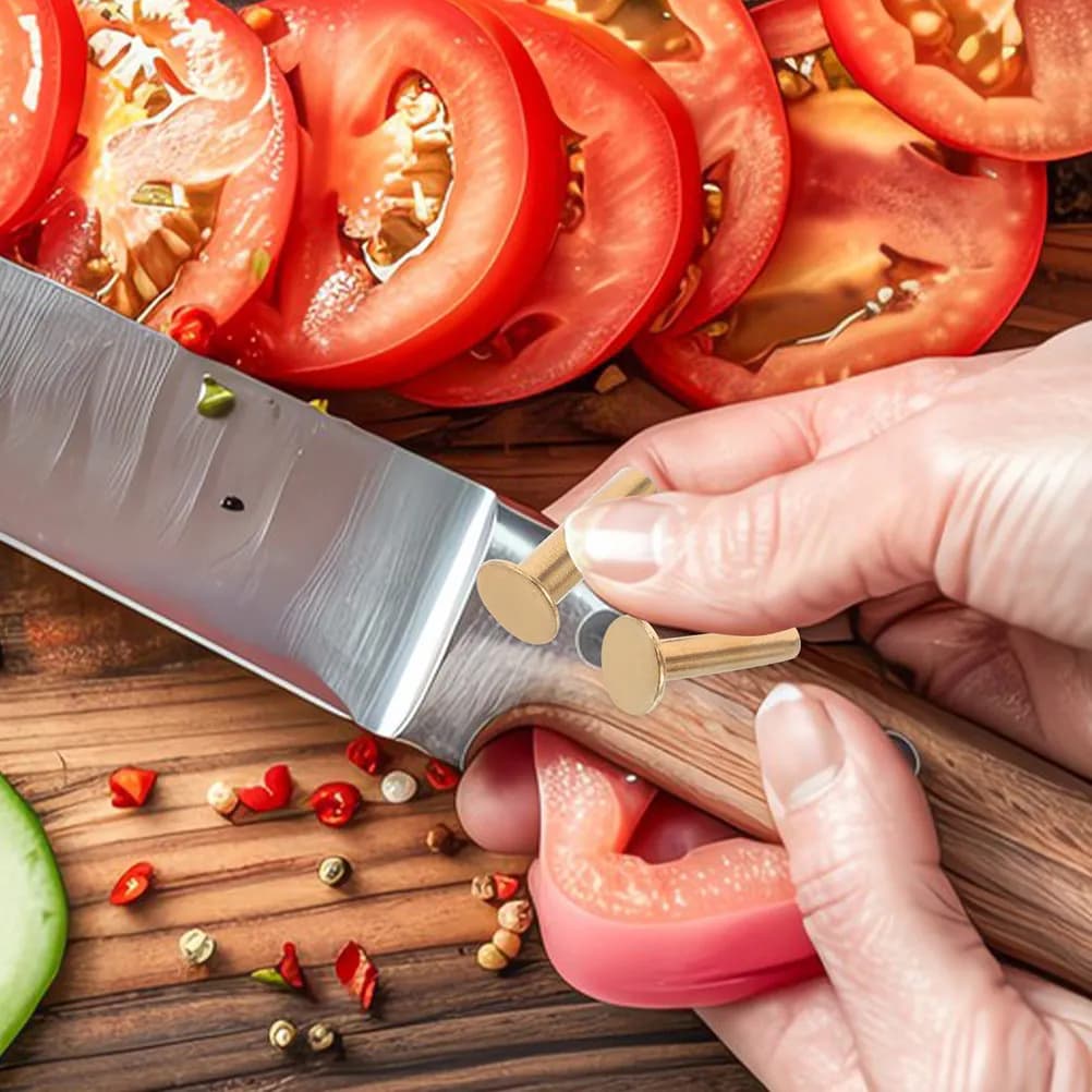 7 Paia di Perni Premium in Rame per Manici di Coltelli, Kit Fai-da-te di Rivetti di Precision per un Fissaggio Stabile del Manico, Reparazione Coltelli di Cucina e Posate