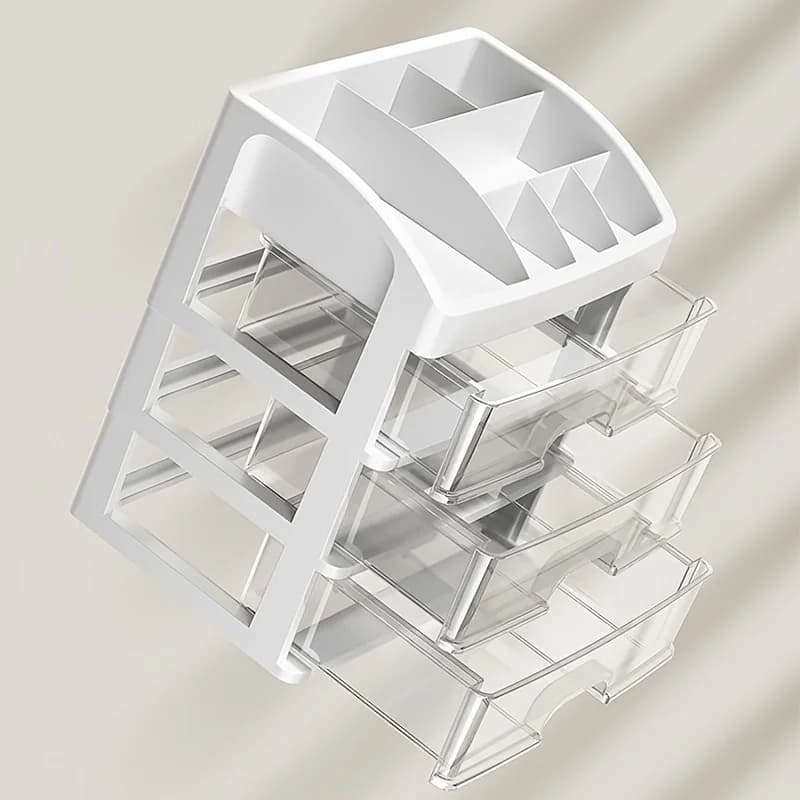 1PC Transparent Plastic Multifunctional Storage Box for Desktop Office Cosmetic Stationery Display Rack