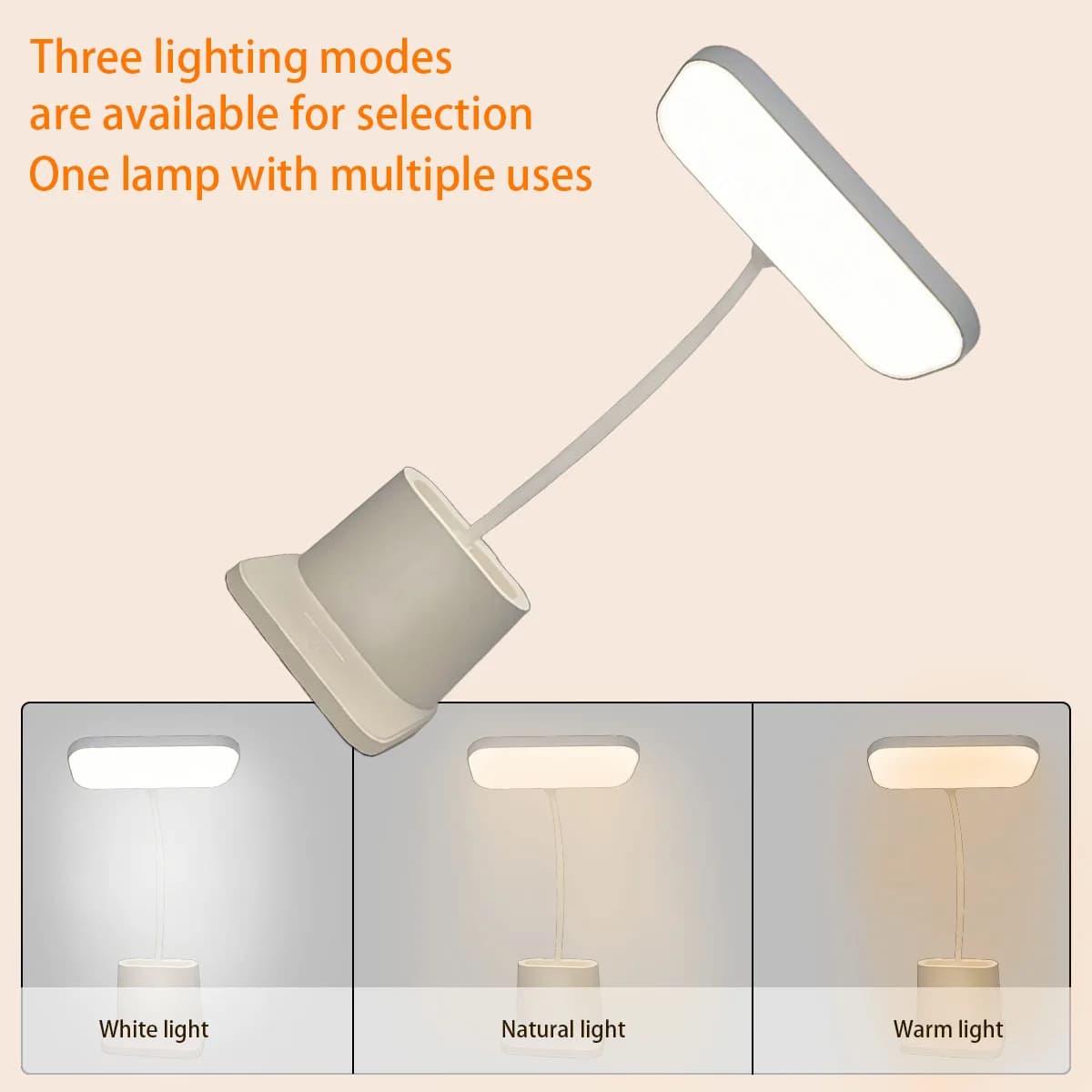 Lampada da scrivania a LED Lampada da scrivania ricaricabile tramite USB Base di archiviazione per illuminazione da tavolo touch con regolazione a 3 livelli adatta per l'illuminazione da scrivania