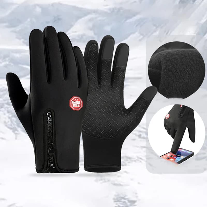 Guanti invernali da uomo Guanti freddi antivento impermeabili Snowboard Motociclismo Guida Guanti caldi con cerniera touchscreen