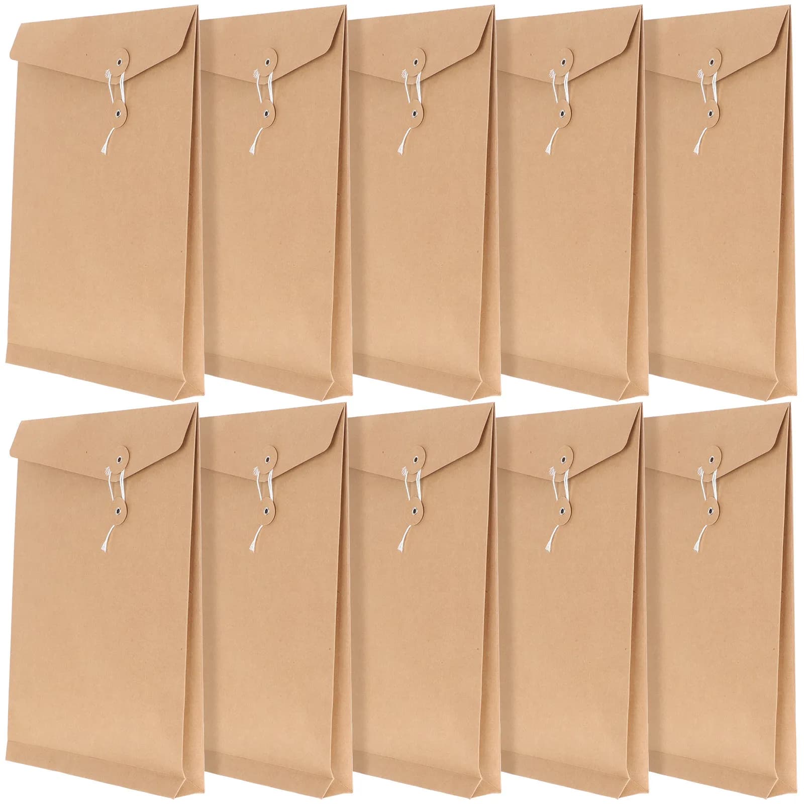 10 pezzi di buste in carta kraft con chiusura a cordoncino, formato A4, organizer per documenti, cartelle per documenti, forniture per ufficio, porta documenti