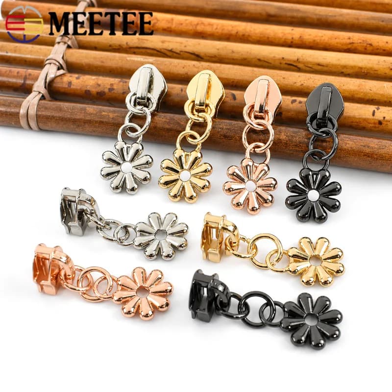 10-30Pcs No5 Nylon Zippper Sliders Decorative Pull Head for Bag Clothes Flower Zippers Puller Home Textile Zip Repair DIY Sewing