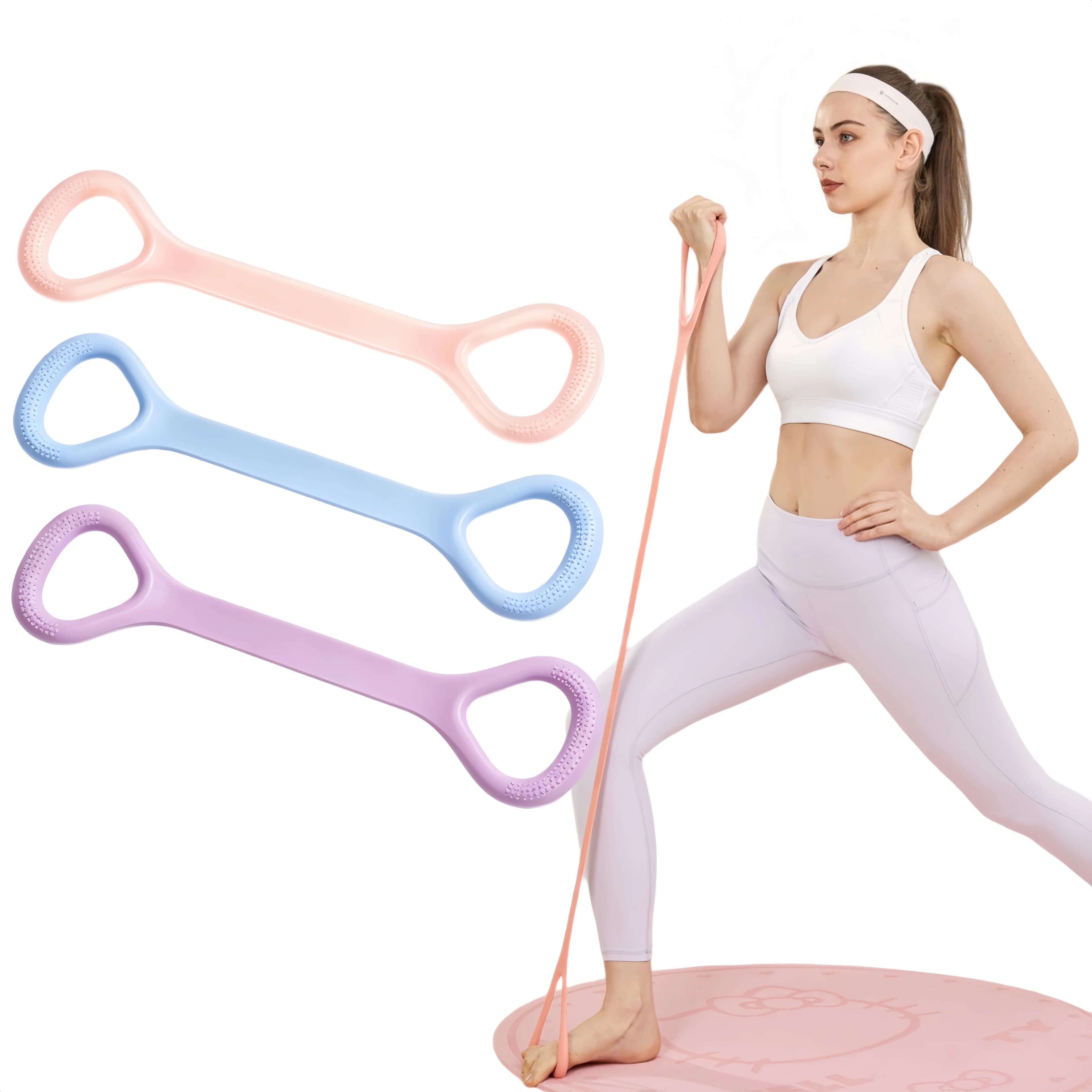Figure 8 Silicone Resistance Band Yoga Pull Rope Shoulder Back Stretch Elastic Band Home Fitness Training Equipment