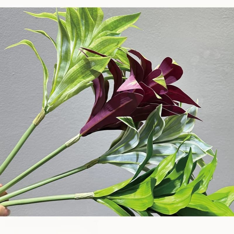 4pcs Wedding Decorative Simulation Lily Bamboo Plastic Plants Fake Flower Hall Decoration Artificial Dracaena Green Plant