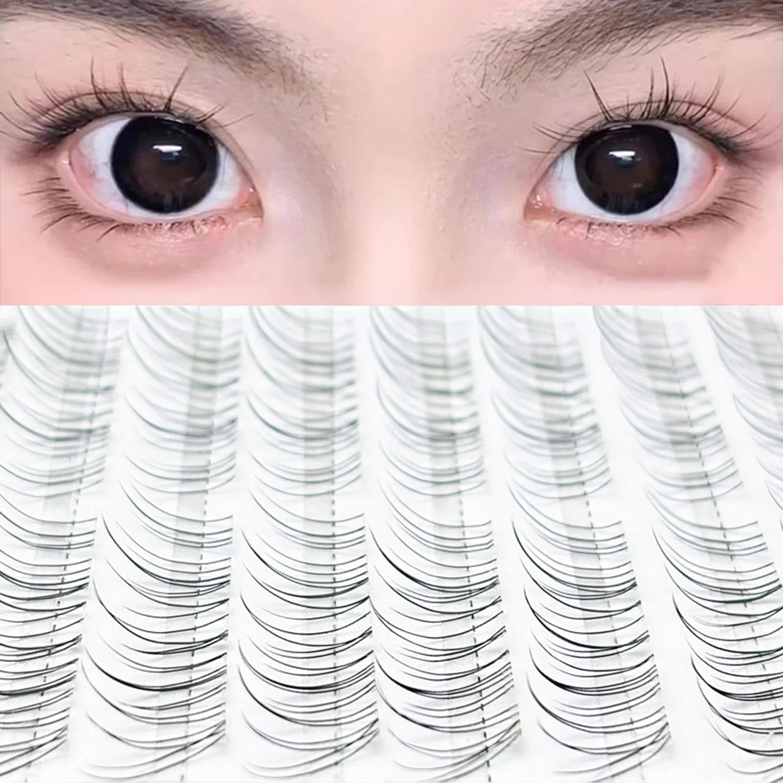 Ciglia finte in stile coreano a 10 file, 9-11 mm, effetto curling leggero e naturale, extension ciglia effetto occhi di volpe per donne, trucco occhi perfetto
