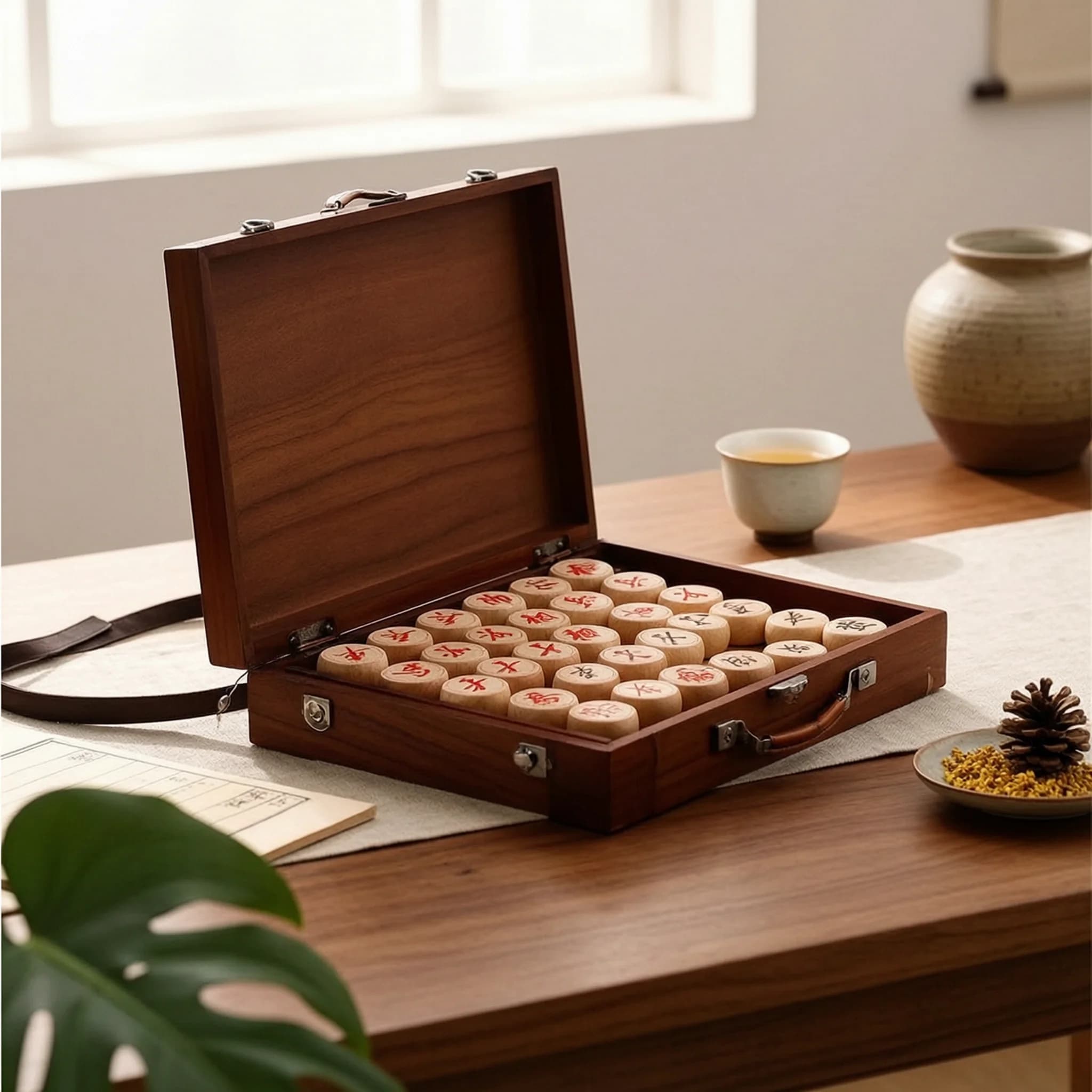 Chinese Chess Table Carrying Handle Folding Chess Table Xiangiqi Set Portable Compact Design