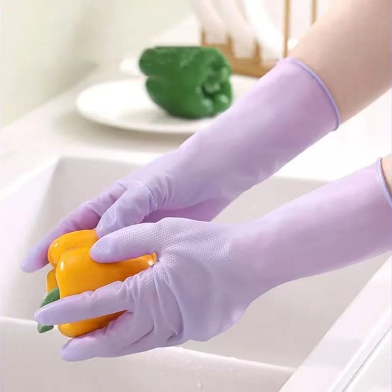 Guanti Riutilizzabili per Pulizie Domestiche, Guanti in Nitrile Viola Antiscivolo per Lavaggio Piatti, Cucina, Giardino, Lavanderia, Guanti in Gomma Impermeabili