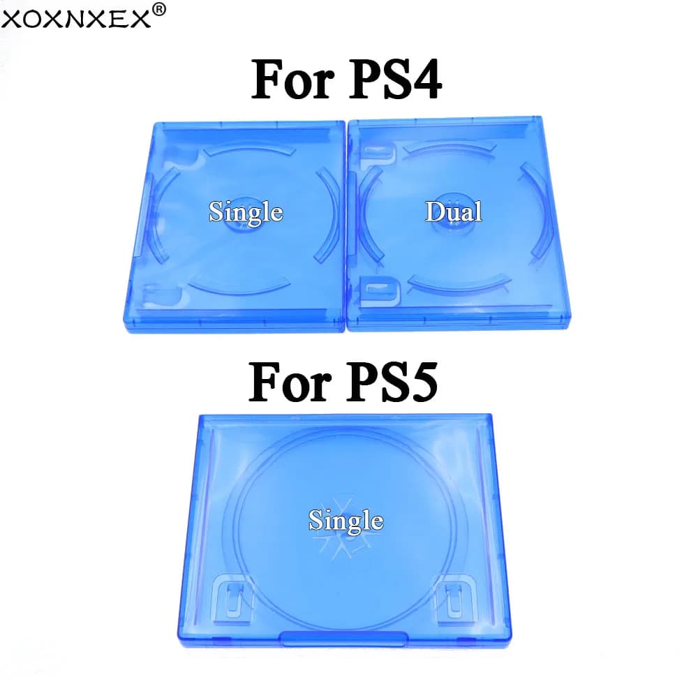 1/2/5 Pezzi Custodia per CD di Gioco PS4/PS5 Blu Trasparente, Scatola Protettiva in Plastica per DVD, Contenitore per Dischi, Accessori