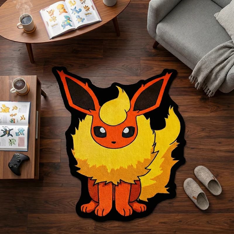 Anime Pokemon Flareon Design Tappeto Camera da letto Soggiorno Camera dei bambini Tappetino decorativo antiscivolo Collezione Tappeto regalo di compleanno