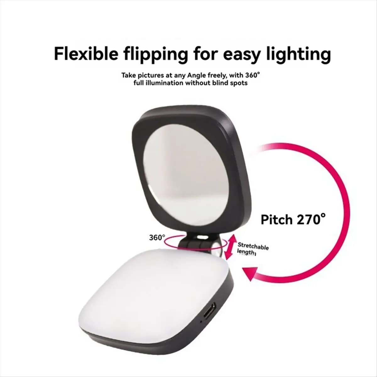 Anello luminoso per selfie con specchio Luce magnetica portatile per fotografia video a LED ricaricabile per smartphone tablet