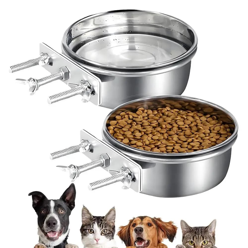 New Stainless Steel Pet Bowl Anti-gnawing Hanging Dog Cage Bowls Cage Food Dispenser Pet Feeder