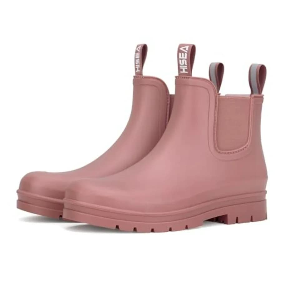 HISEA Stivaletti da Pioggia Corti da Donna, Stivali Chelsea Impermeabili alla Moda, Scarpe da Giardino Antiscivolo per Signore, Stivaletti da Lavoro per Esterni Leggeri